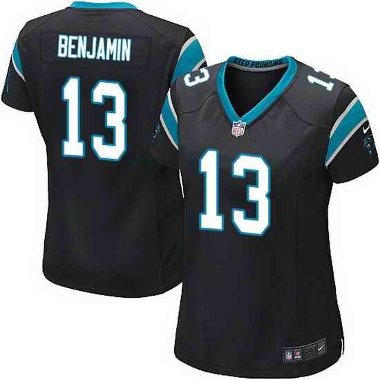 Nike Panthers #13 Kelvin Benjamin Black Team Color Women Stitched NFL Jersey